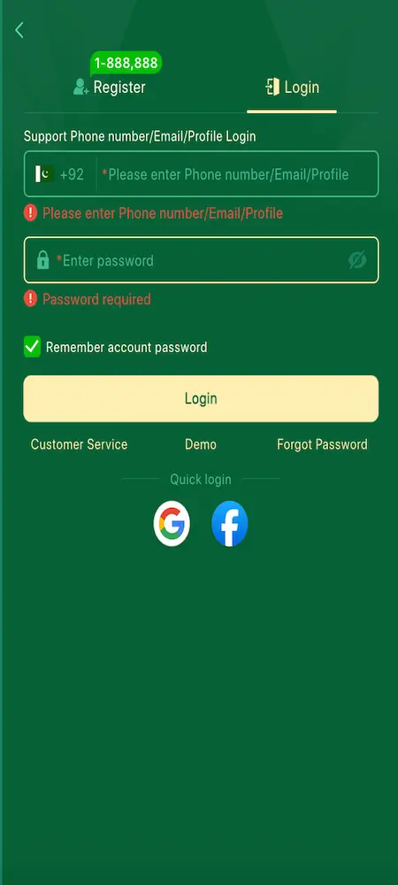 33D Game Login and Registration Page Interface for New Users