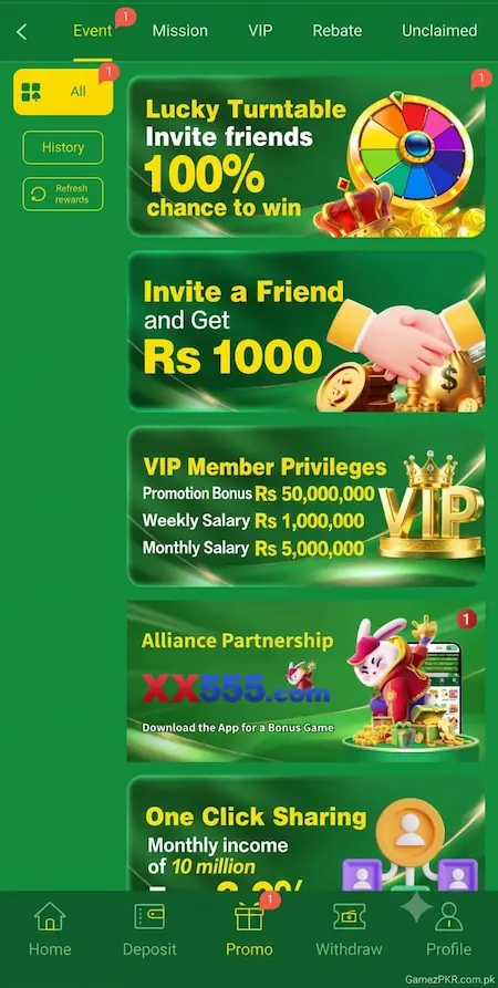 399Bet Game promotions and rewards screen showing bonus offers and earning options
