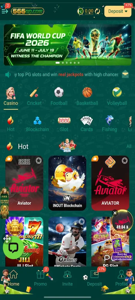 666EP.com Game home screen on Android