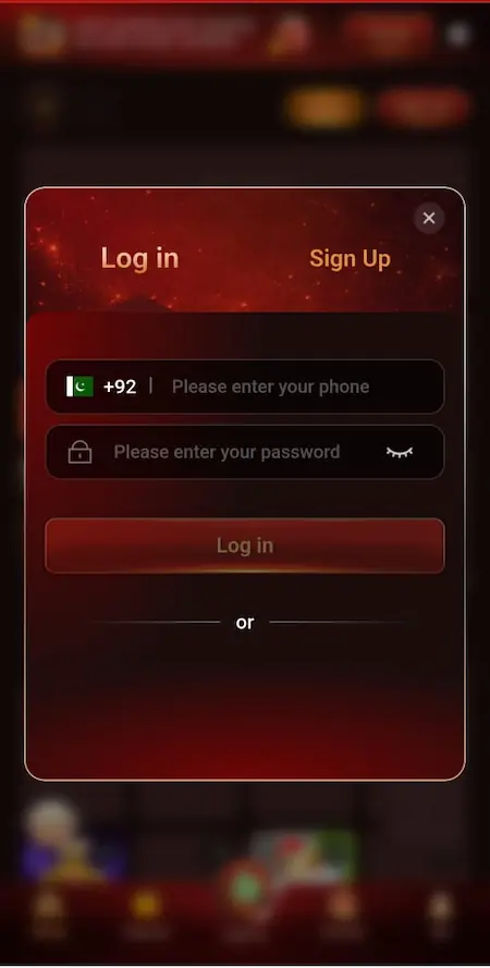 78986 Game login and signup screen interface