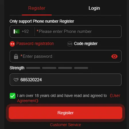 FD999 Game registration page for creating a new account