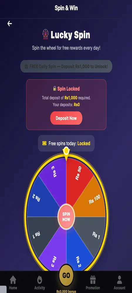 Game 707 Spin Rewards bonus page
