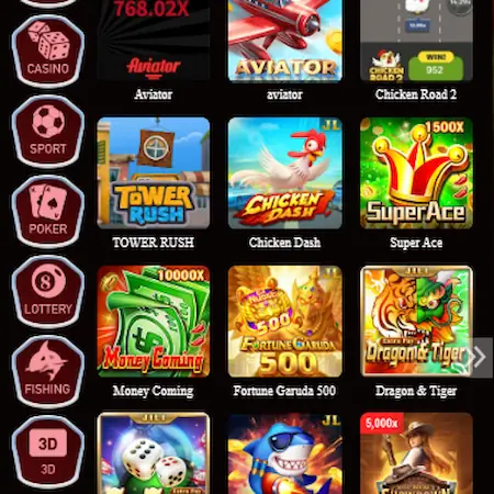 N999 Game dashboard showing multiple games, including slots, casino, Aviator, fishing, mini-games, sports, and other gaming categories.
