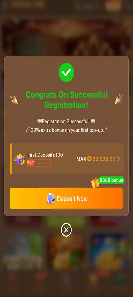 PKR656 Game registration bonus