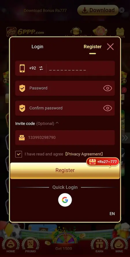 6ppp game register image