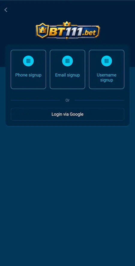 BT111 Game login screen showing secure user access page 2026