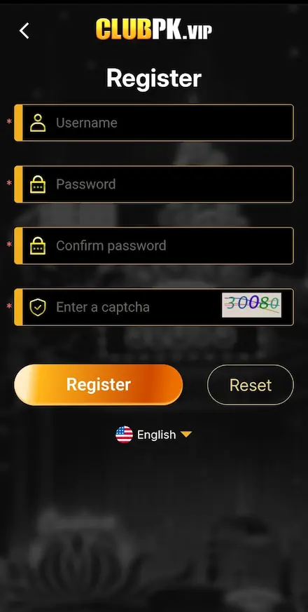 ClubPK Game registration page 2026 signup screen