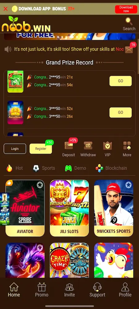 Noob Win Game Home Dashboard Interface Android APK