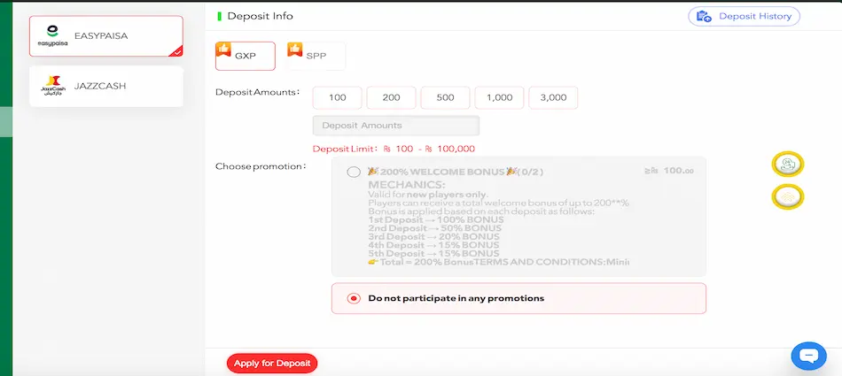 PAKWIN88 deposit system interface EasyPaisa JazzCash 2026
