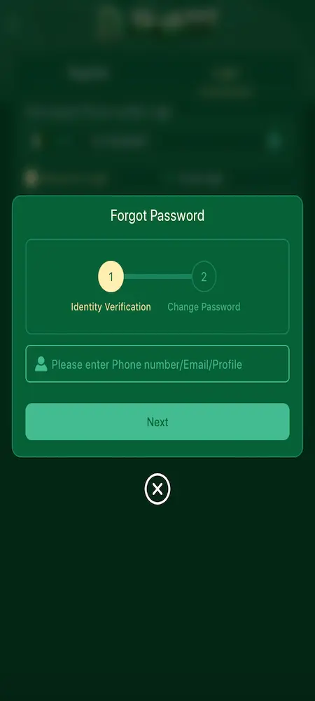 SK-GB777 Game forgot password screen for resetting account login details