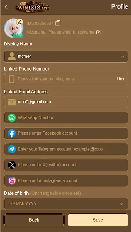 win1313.bet game loging page 2026
